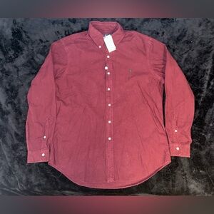 NWT Ralph Lauren Burgundy Button Down L/S Oxford Shirt Men Size Large Green Pony